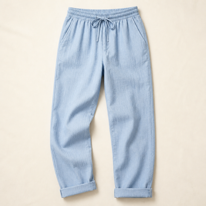 BellaSilk™ – Comfortable Cotton-Linen Tapered Pants with Adjustable Drawstring Waist