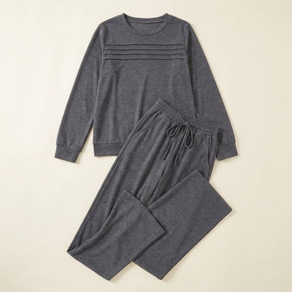 OptimaWear™ – Pleated-Yoke Soft Knit Two-Piece Lounge Set