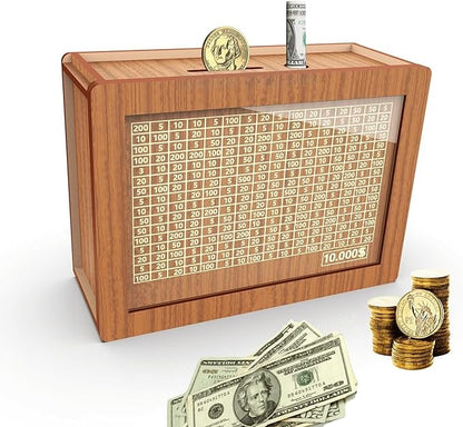 Perlo — Wooden Savings Box with Secure Lid and Progress Tracker
