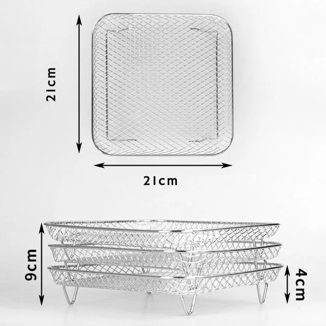Multi-layer Air Fryer Baskets with 2 Complimentary Heat-Resistant Tongs