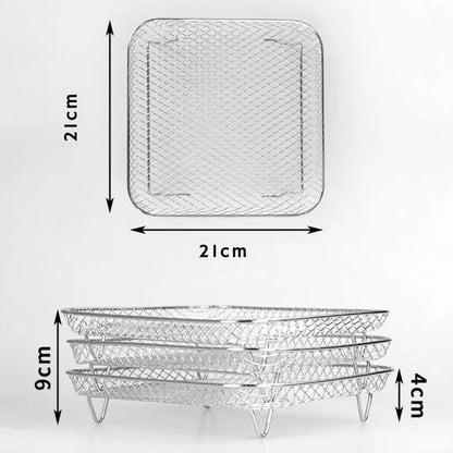 Multi-layer Air Fryer Baskets with 2 Complimentary Heat-Resistant Tongs
