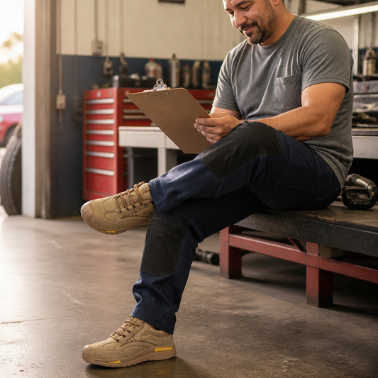 FortressStride™ – Ventilated Steel-Toe Work Shoes with Kevlar Puncture-Resistant Midsole