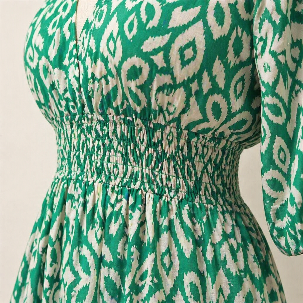 Majestella™ – Breezy V-Neck Smocked Waist Midi Dress