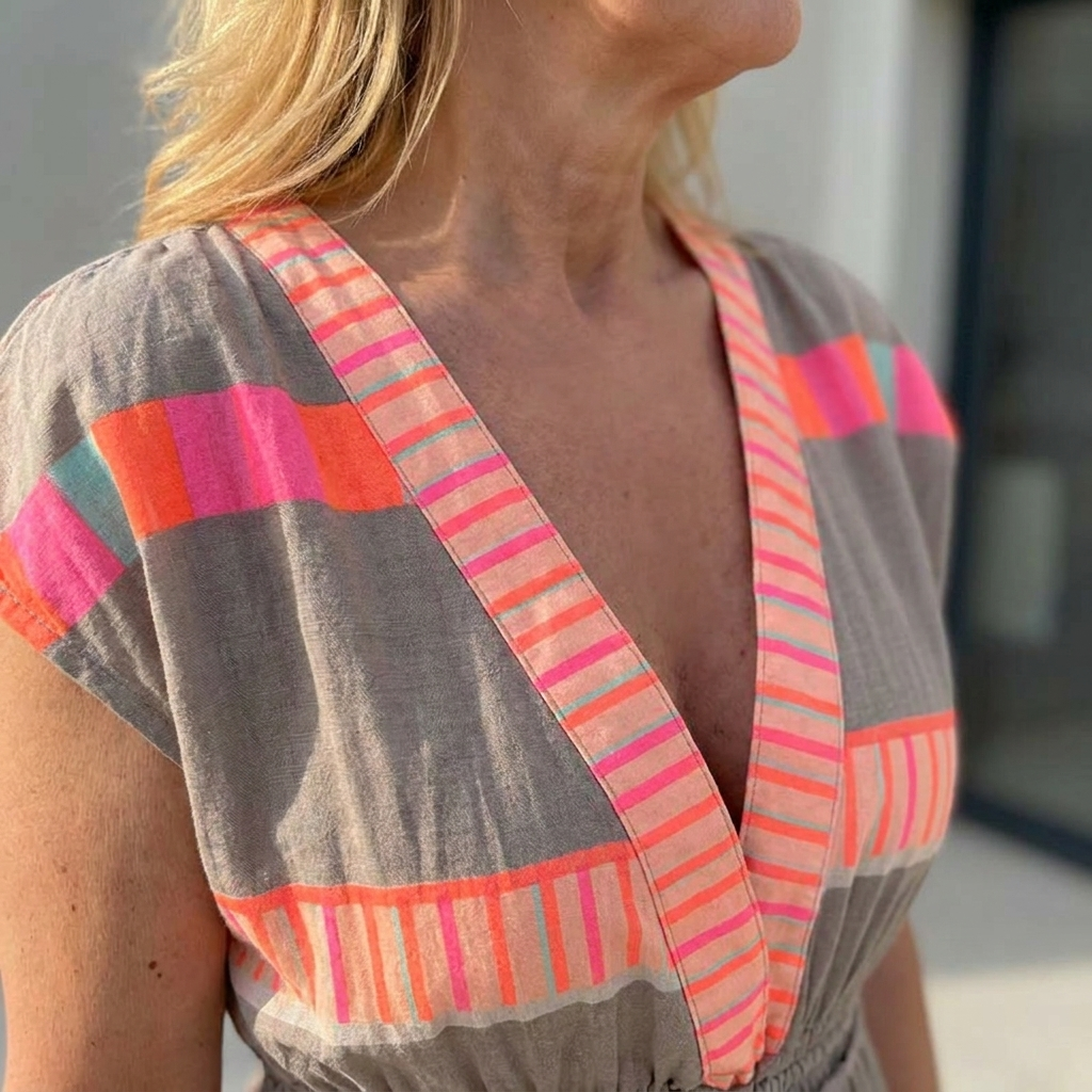 Solana™ – Bohemian V-Neck Tiered Maxi Dress with Tassel Tie and Print