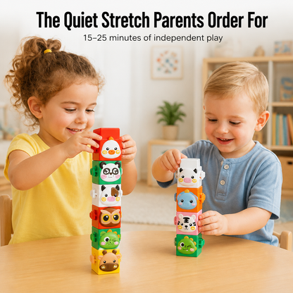 BrillieBlocks™ — Snap 12 Animal Pals Into Towers Kids Can't Stop