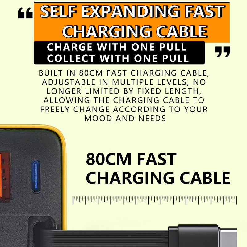 SparkCharge™ 80W Retractable Charger — Unleash Lightning-Fast Power with Zero Cable Chaos