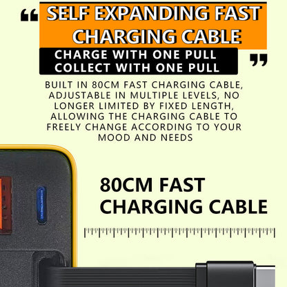 SparkCharge™ 80W Retractable Charger — Unleash Lightning-Fast Power with Zero Cable Chaos