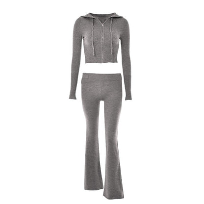 Women's stylish and sexy two-piece set with high-waisted long-sleeved trousers