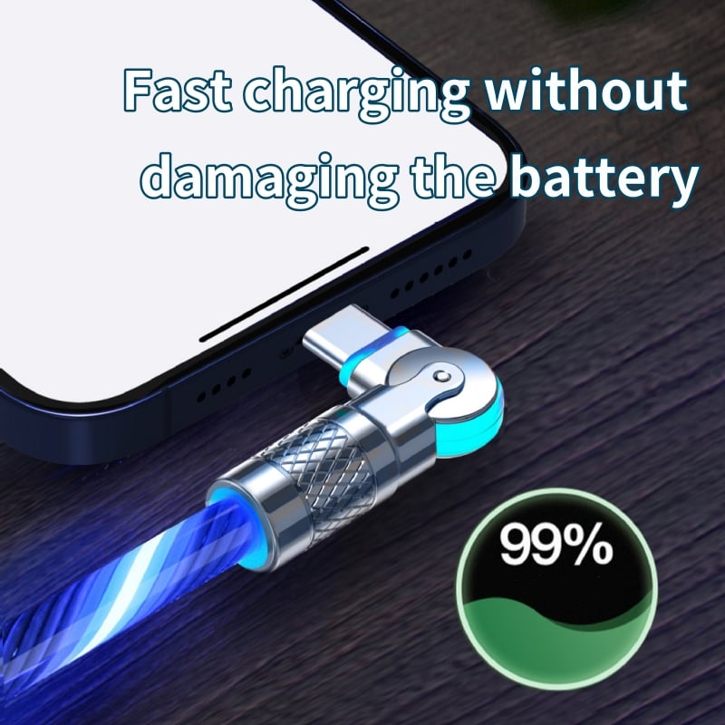 GlowLink - Fast Charging Cable with 540° Rotation and Illuminated Lights