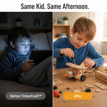 TinkerCraft™ — Construct Genuine Working Wooden Machines That Draw Kids Away from Screens