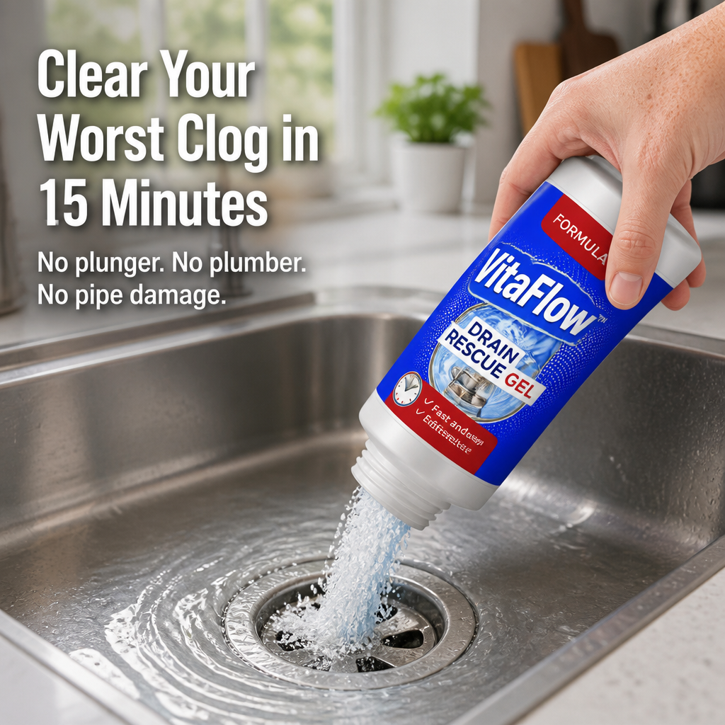 VitaFlow™ Drain Rescue — Dissolve Stubborn Blockages Fast Without Damaging Your Pipes