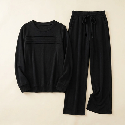 OptimaWear™ – Pleated-Yoke Soft Knit Two-Piece Lounge Set