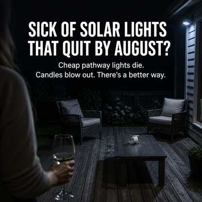 LumaFyre™ — Illuminate Your Patio All Night Solar-Powered, No Wires or Wax