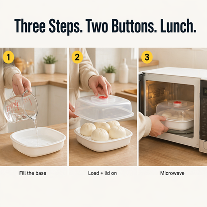 VaporLux™ — Steam Dumplings, Fish & Veggies Directly in Your Microwave