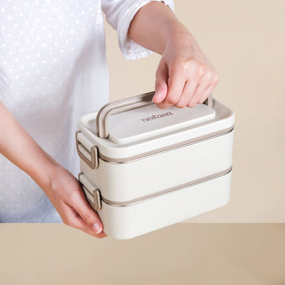 Ninja Airtight Double Decker Bento Lunch Box in Matte Beige, 2000ml Capacity