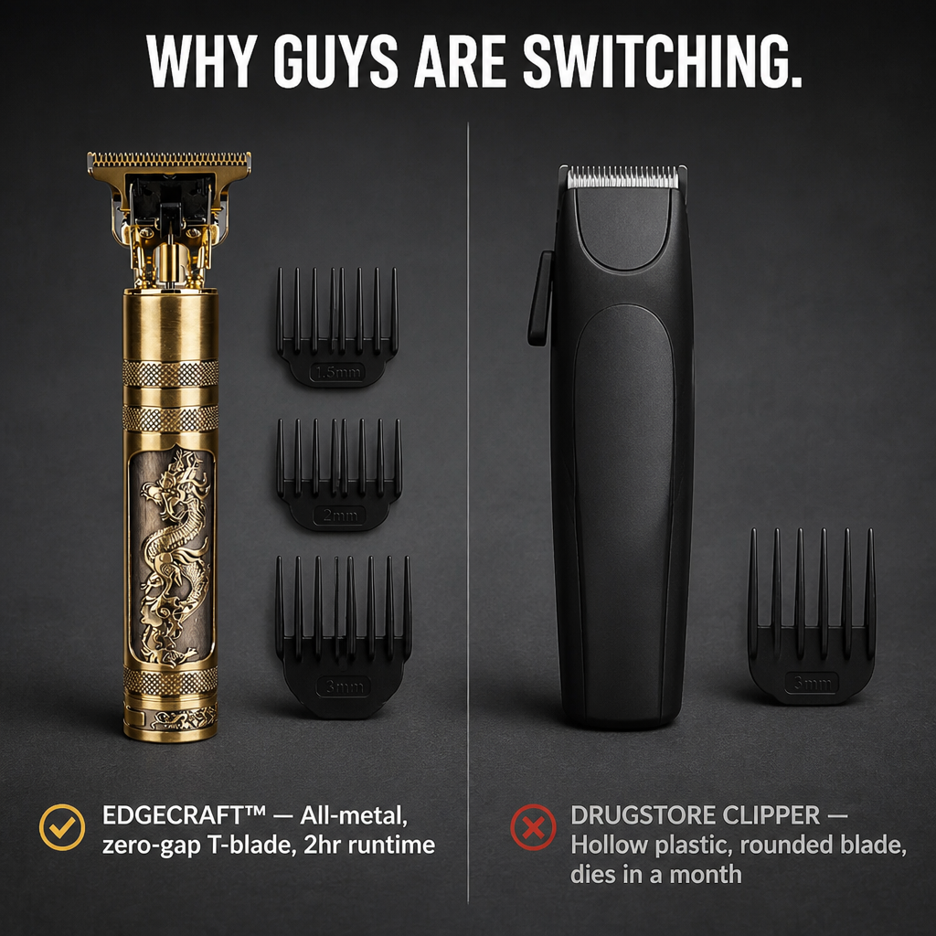 EdgeCraft™ Vintage T-Blade Trimmer — Shape Fades & Edges with Pro-Level Precision