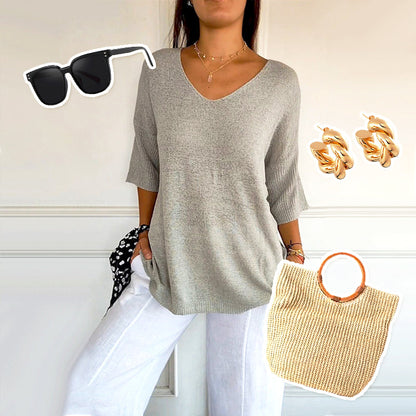 VertaLuxe™ V-Neck Shirt — Unleash Effortless Style and All-Day Freedom