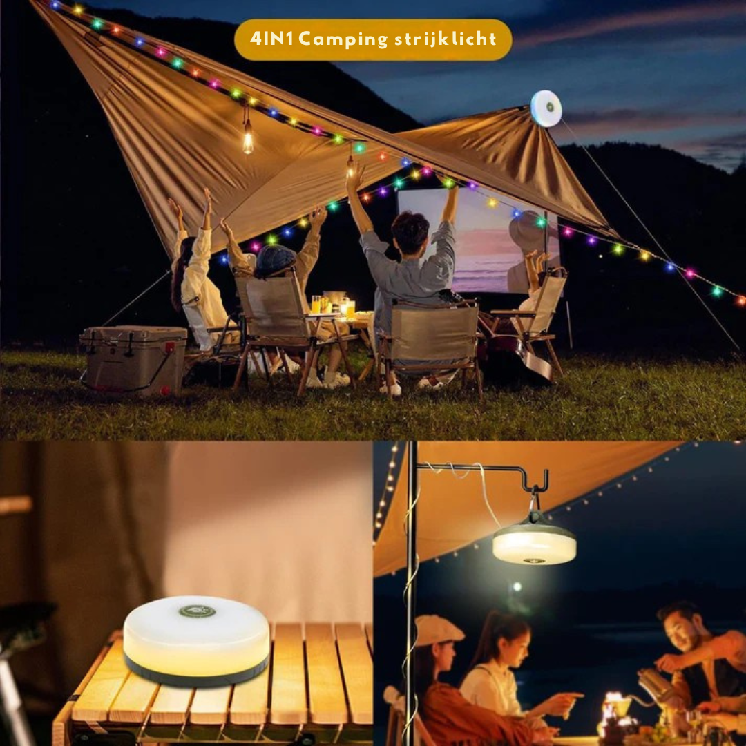 4-in-1 Camping Lamp – Lantern, Power Bank, and 10m String Lights