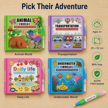 SplashCraft™ — Keeps Kids Busy for Hours of Quiet Coloring with No Mess