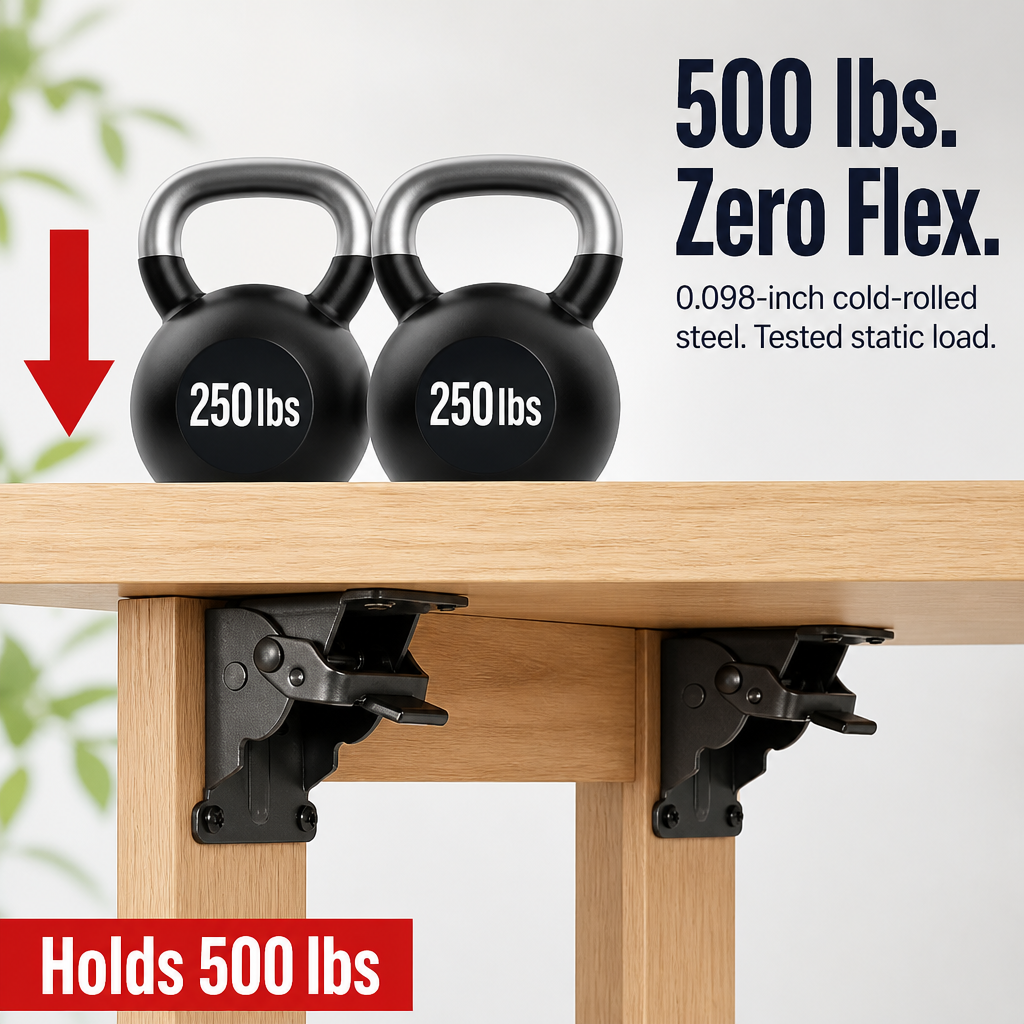 ForgeFold™ — Support 500 Pounds Firmly, Then Fold Flat Against the Wall