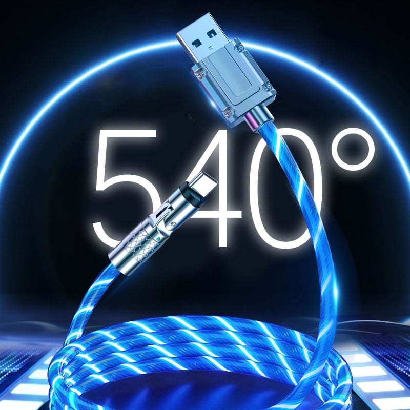GlowLink - Fast Charging Cable with 540° Rotation and Illuminated Lights