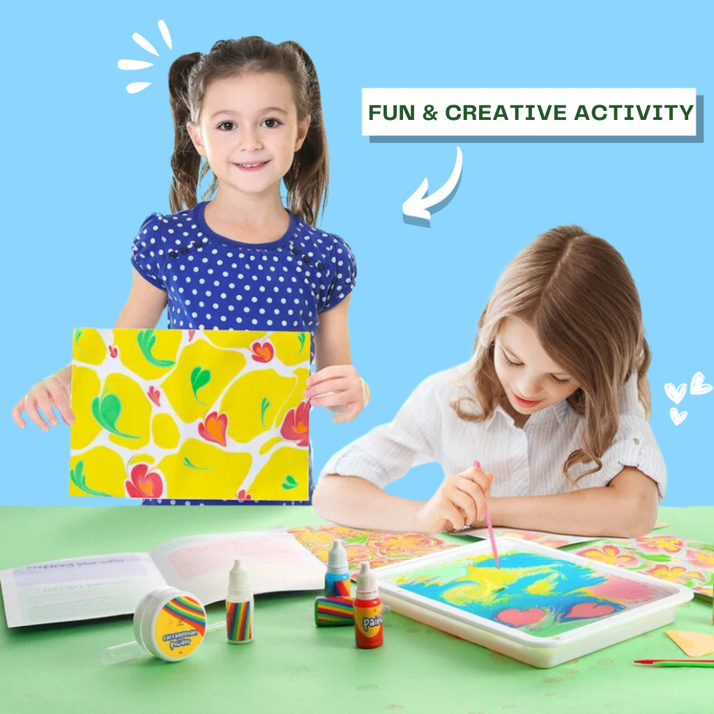 50% OFF | ColoraFlow™ | Artistic water marbling kit for kids and adults | Safe, stain-free, and simple to use