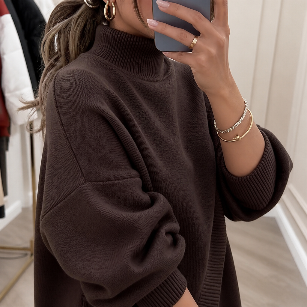 CelestiaKnit™ – Asymmetric Oversized Knit Set with Wide-Leg Trousers