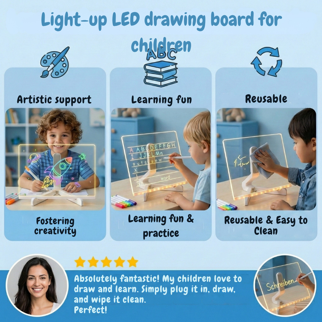 NovaBeam™ LED Art Board — Ignite Your Child’s Imagination with Brilliant, Glowing Masterpieces