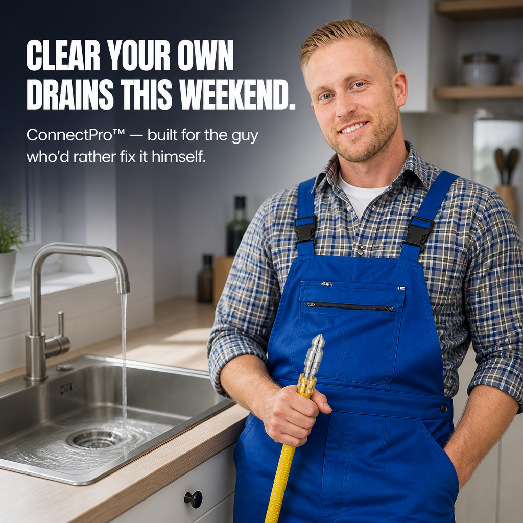 ConnectPro™ — Dissolve Tough Drain Blockages in Minutes Using Your Pressure Washer
