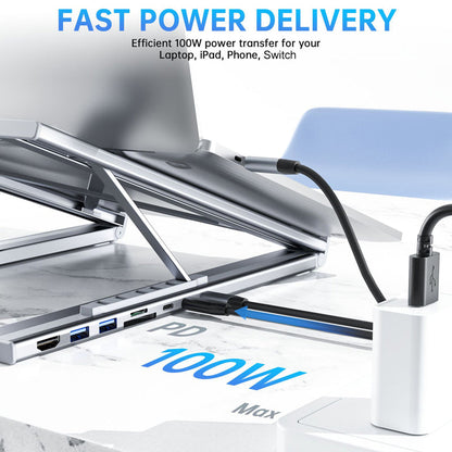 StreamlineSync™ 8-Port Dock & Adjustable Stand — Crush Neck Pain and Command Your Workspace with Effortless Focus