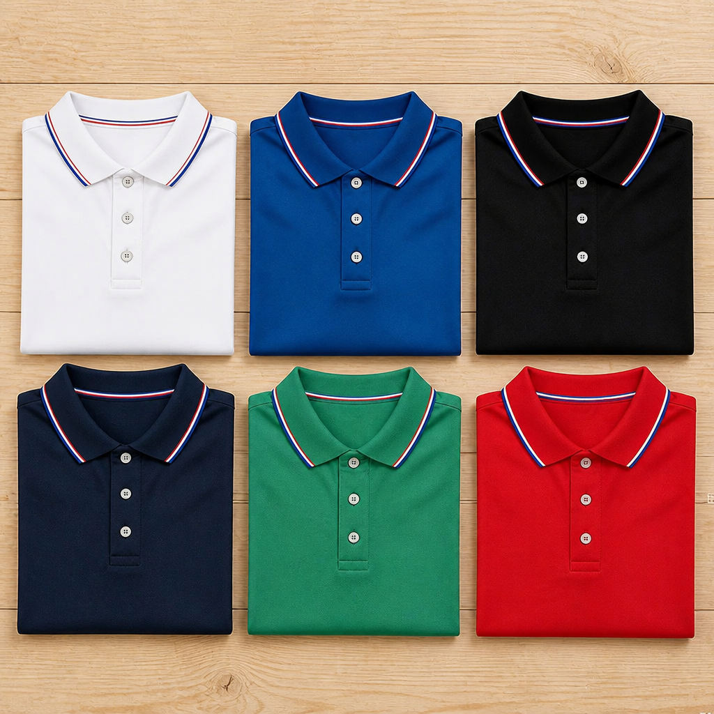 ValorCore™ – Classic Polo Shirt Set, Wrinkle-Resistant with Signature Striped Collar