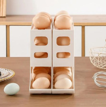 4-Layer Rolling Egg Rack 30-Egg Storage Box for Fridge Space-Saving Organizer