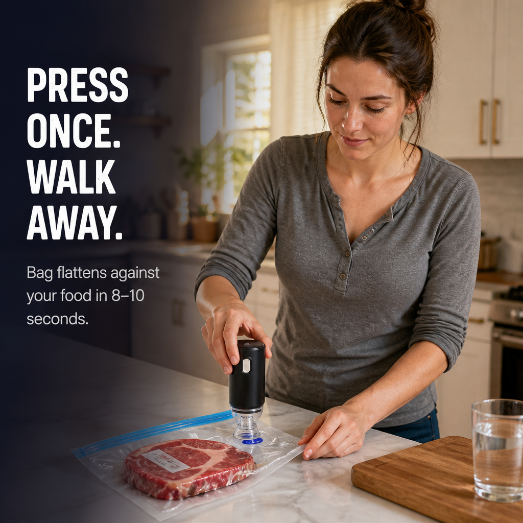 FreshSeal Pro™ — Preserve Meat And Berries Fresh 5x Longer With One-Button Vacuum Bags