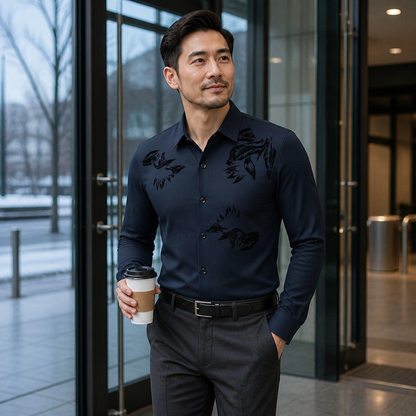 VulcanTherm™ – Slim-Cut Fleece-Lined Shirt Featuring Brushstroke Design