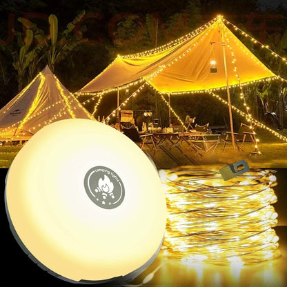 4-in-1 Camping Lamp – Lantern, Power Bank, and 10m String Lights