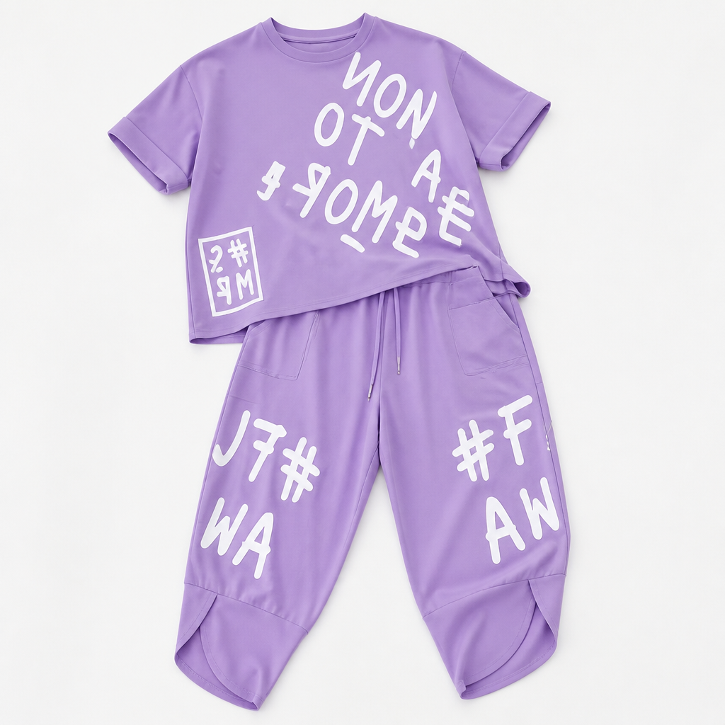 Brixa™ – Large Graffiti Graphic Lounge Two-Piece Set