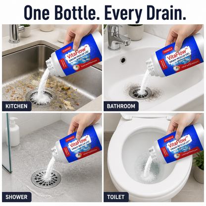 VitaFlow™ Drain Rescue — Dissolve Stubborn Blockages Fast Without Damaging Your Pipes