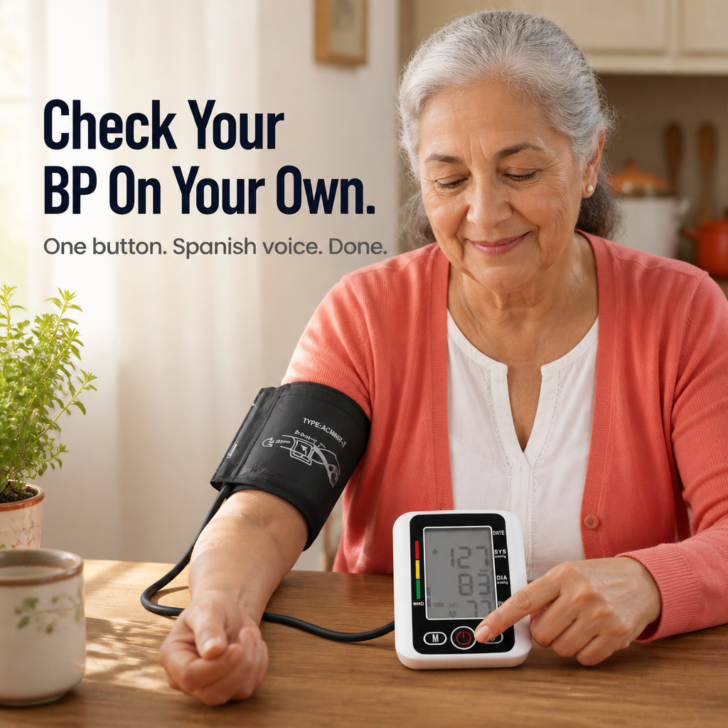 CardioVantage™ — Monitor Your Blood Pressure at Home Using One-Button Spanish Voice Instructions