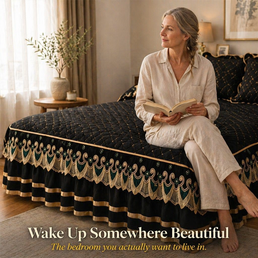 RamvoaLuxe™ — Wrap Your Bed in Embroidered Lace and Gilded-Ribbon Hotel-Suite Elegance