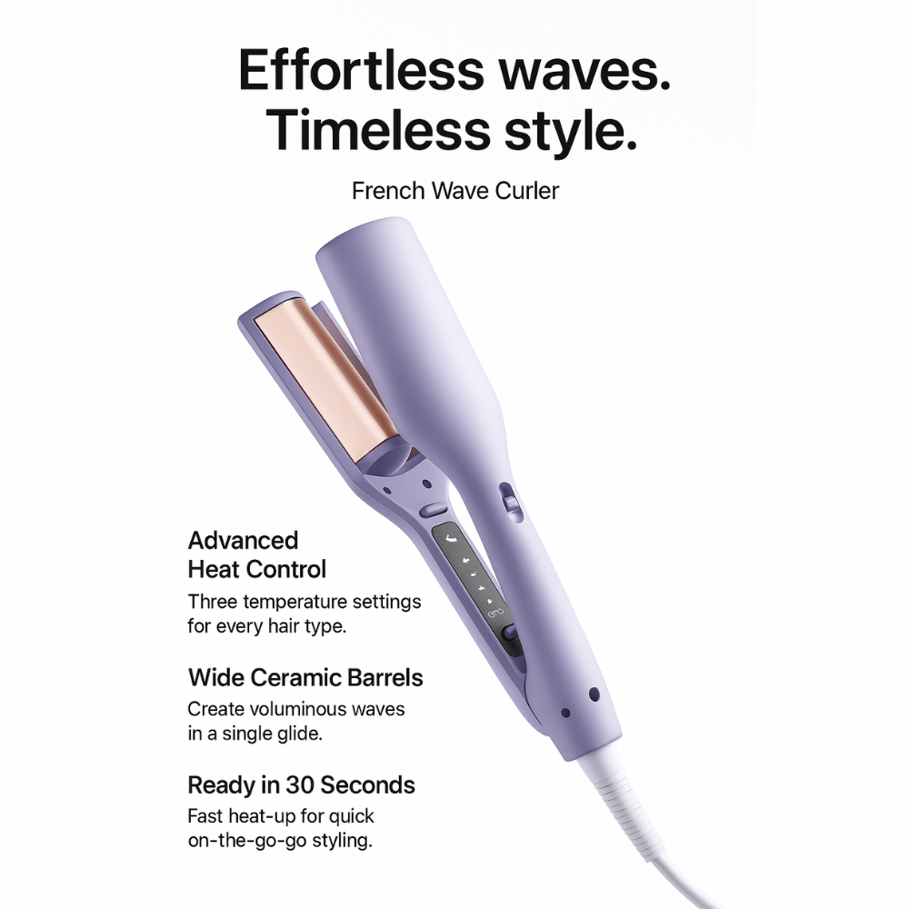 WaveAura™ Styler — Effortless, Frizz-Free Waves That Shine with Healthy Glow