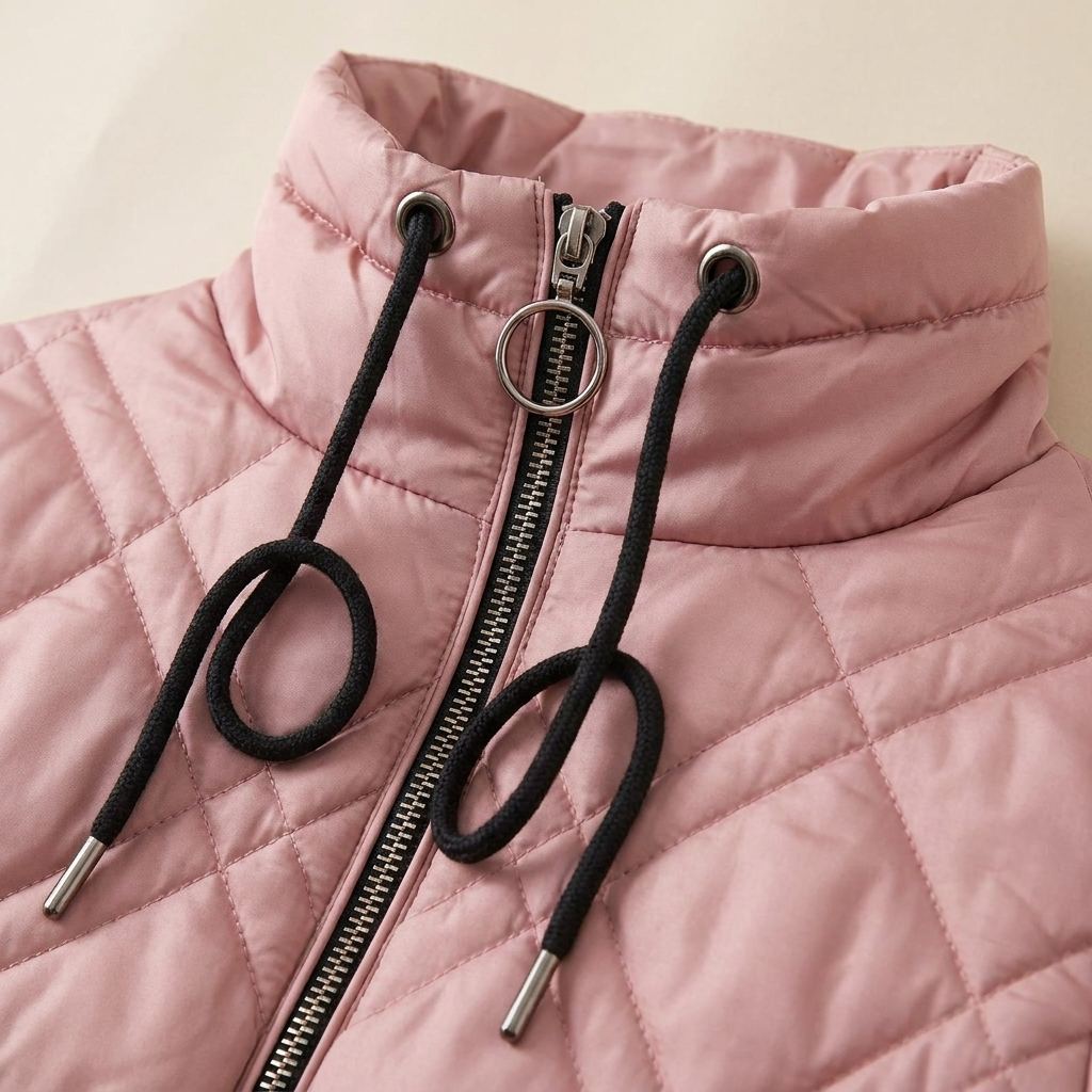 RamoraVibe™ – Diamond-Stitched Parka with Hood and Drawstring Closure