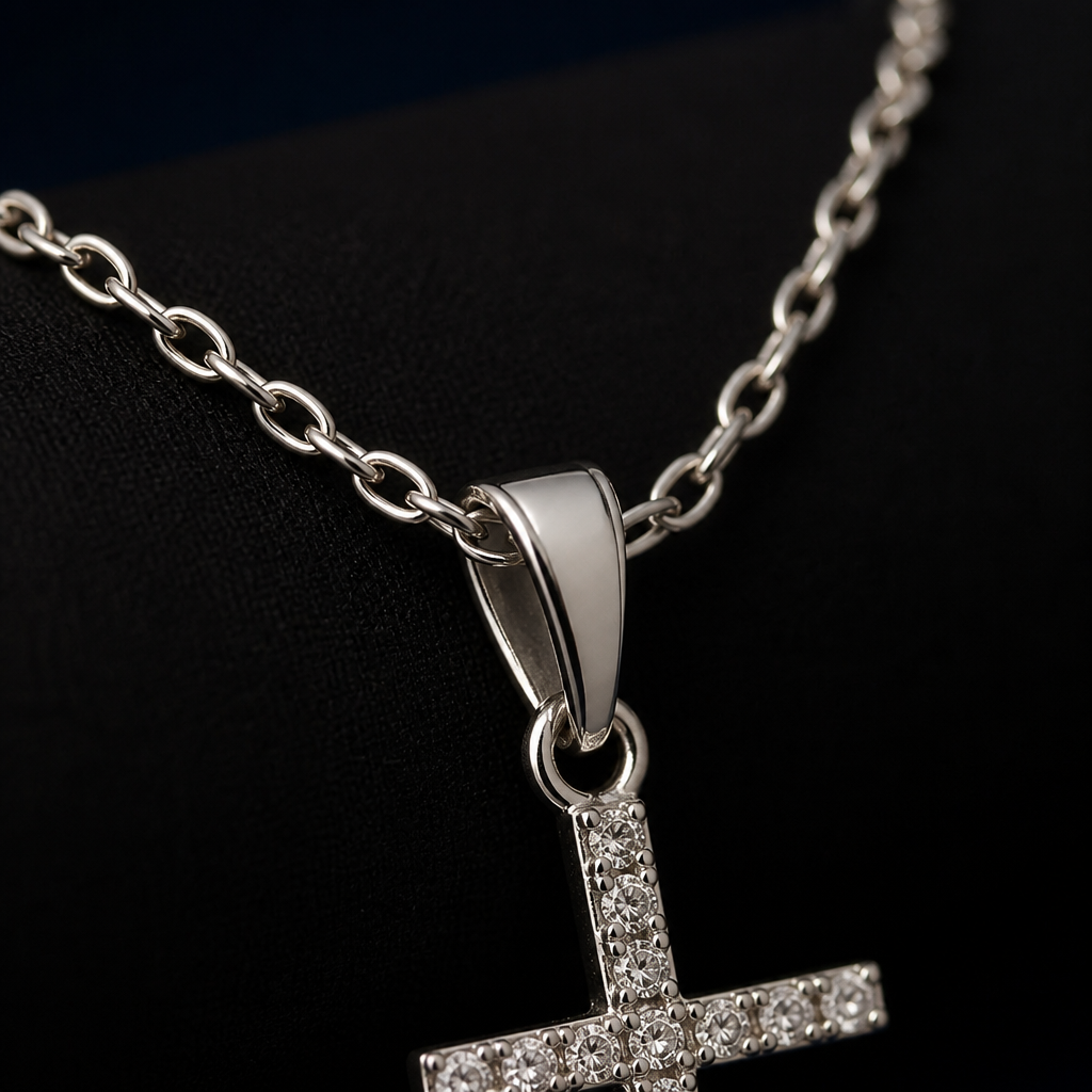 LustreRise™ – Shimmering Pavé Zircon Cross Pendant Necklace
