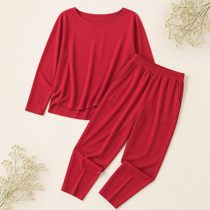 Mirelle™ – Casual Boat-Neck Two-Piece Outfit with Slim Pleated Tapered Pants