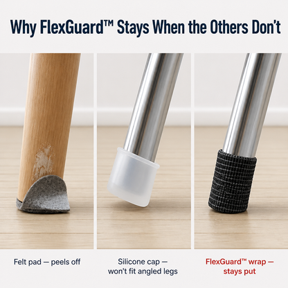 FlexGuard™ — Quiet Squeaky Chair Legs and Prevent Floor Marks in 60 Seconds | Cut-to-Fit Wrap