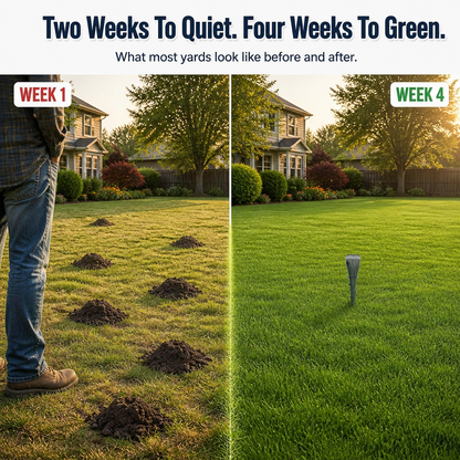 PestGuard™ — Repel Moles, Voles & Groundhogs Using 100ft Quiet Solar Pulses