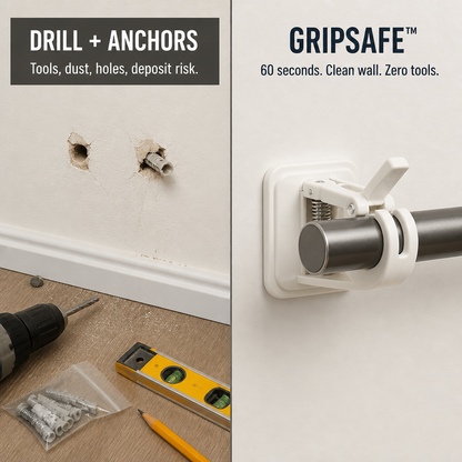GripSafe™ — Mount Curtain Rods in 60 Seconds Without Drilling Any Holes