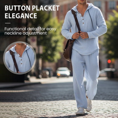 Drakescape™ – Casual Hooded Linen-Blend Two-Piece Set