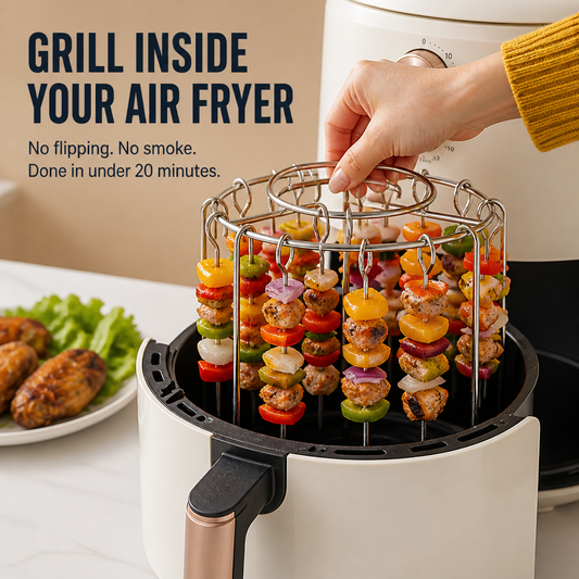 EmberSkew™ — Grill Juicy Wings and Skewers in Your Air Fryer No Flipping Needed