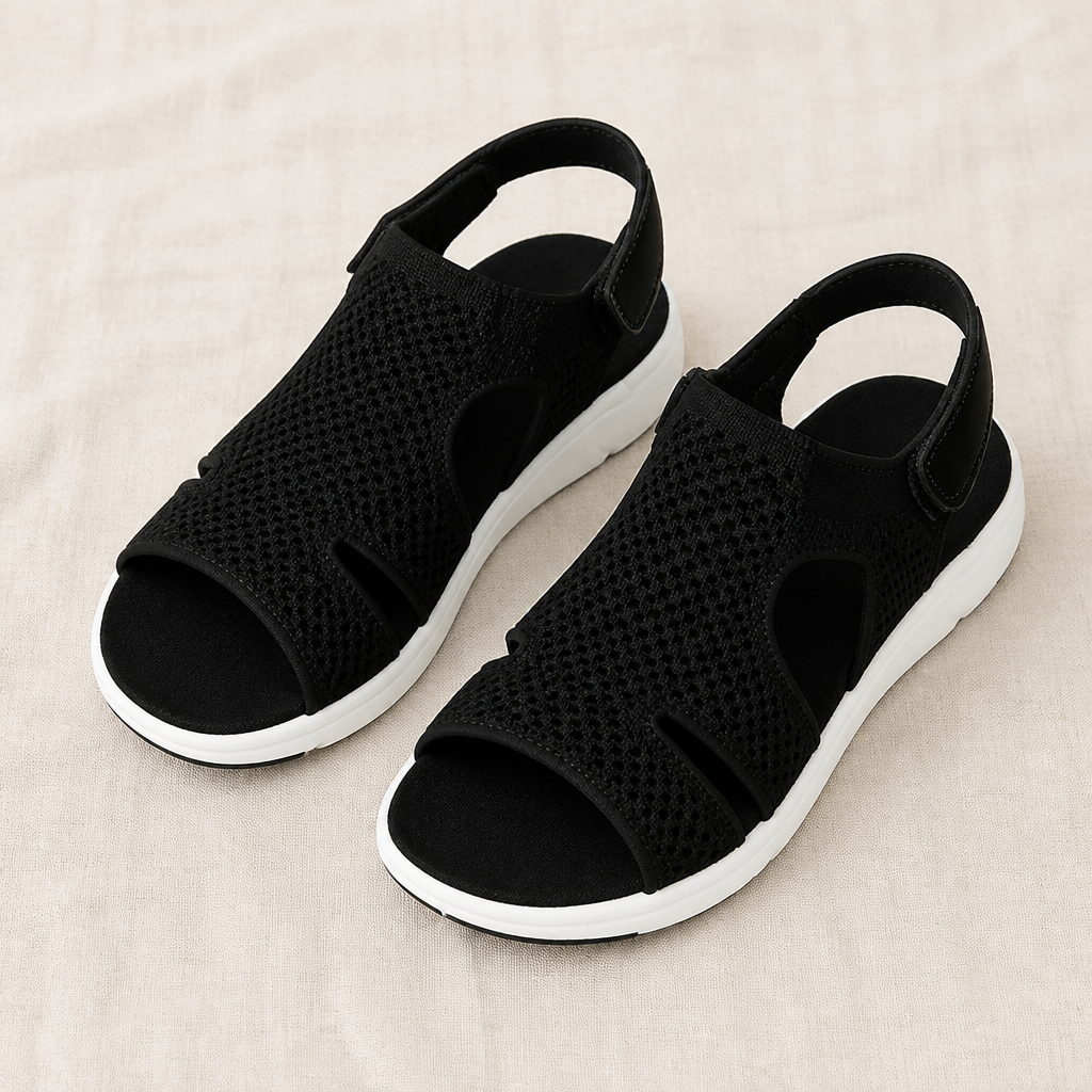 AeroLuxe™ – Padded Mesh Slingback Sandals Featuring Velcro Strap