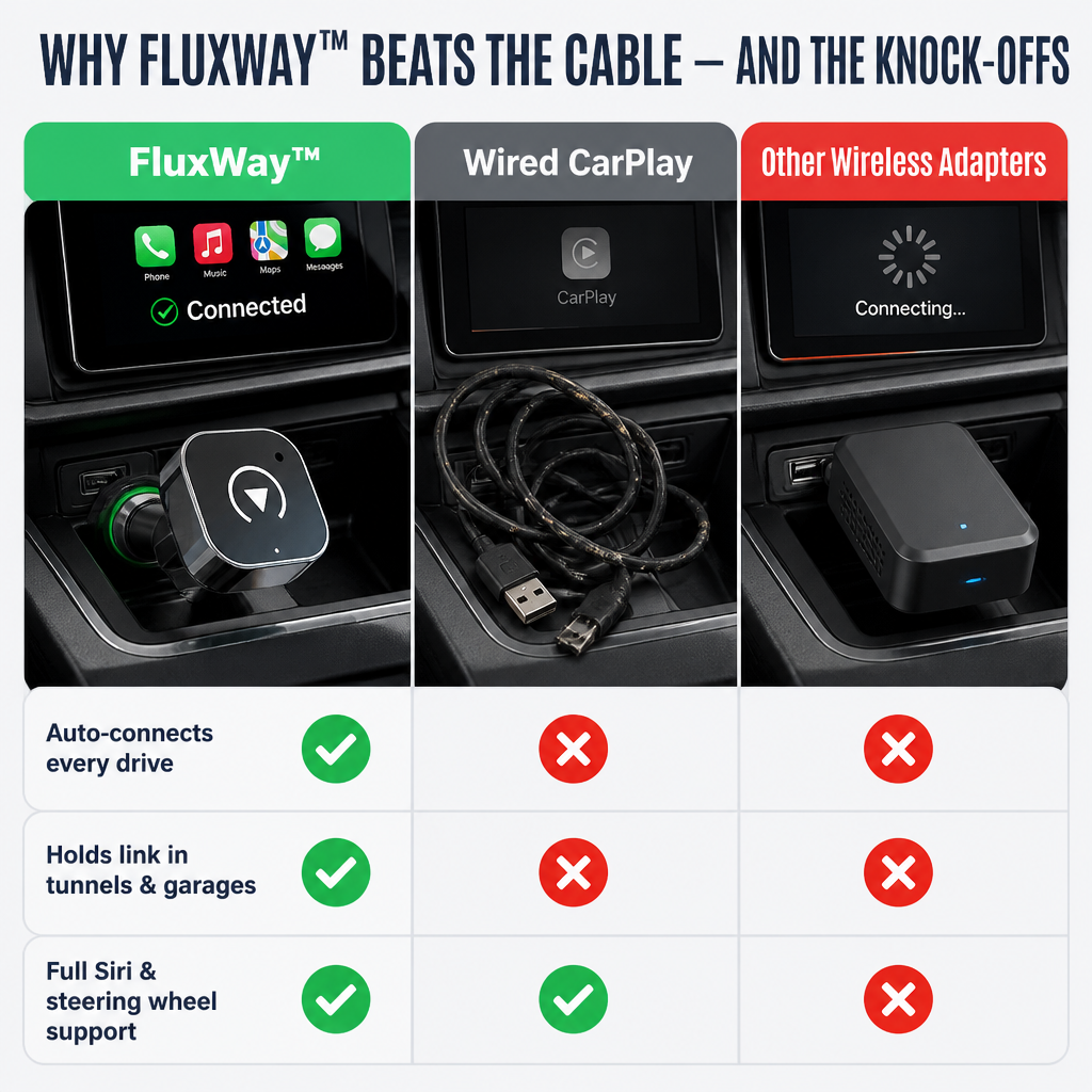 FluxWay™ — Ditch the Cable and Auto-Connect Wireless CarPlay & Android Auto